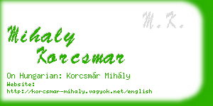 mihaly korcsmar business card